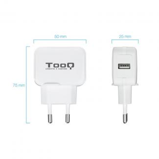 TOOQ Cargador pared 1xUSB Blanco 12w 2