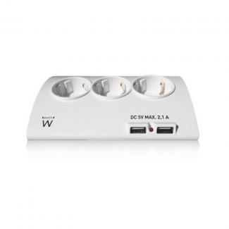 EWENT EW3935 Regleta 5 Schuko + 2 usb 2.1A 2