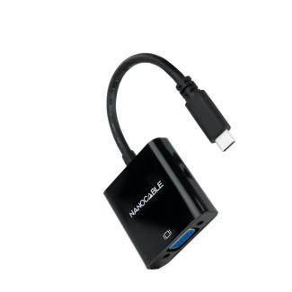 Nanocable Conversor USB-C/M a VGA/H Negro 10cm 2