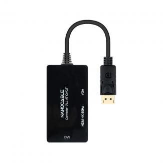 Nanocable Conversor DP a HDMI/DVI/VGA Negro 20 cm 2