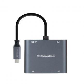 Nanocable Converosr USB-C a 2xHDMI/USB2.0/PD 2