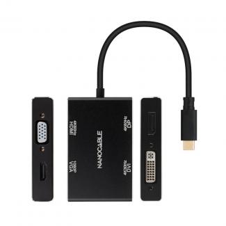 Nanocable Coversor USB-C a HDMI-DVI-DP-VGA/H 10cm 2