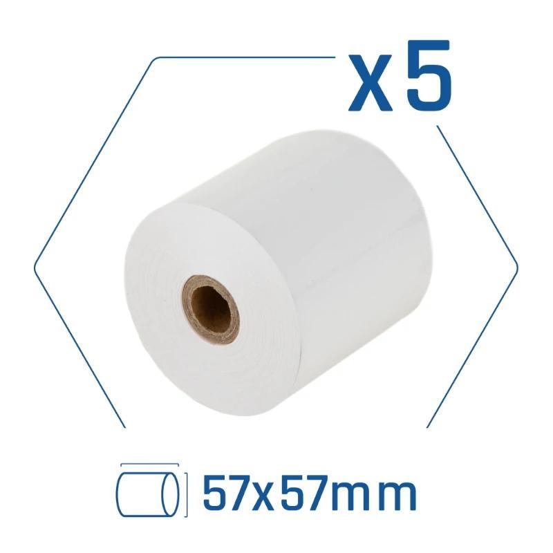 iggual Pack 5 rollos papel térmico sin BPA 57X57mm