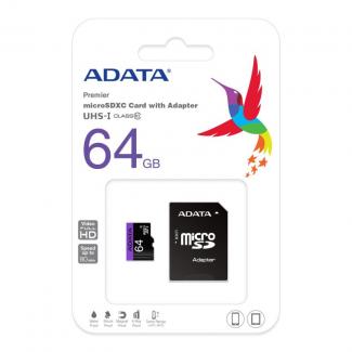 ADATA MicroSDHC 64GB UHS-I CLASS10 c/adapt